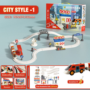Giocattolo Educativo Fai-da-Te: Trenino con Binari, Avventura Divertente nella Città, Puzzle Trenino, Giocattoli STEM Assemblabili, Scena Urbana con Auto - Product Image 6