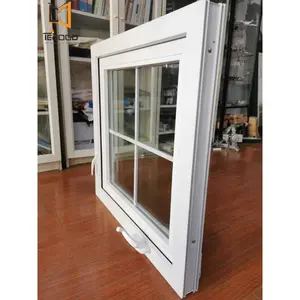 Gaya Amerika tipe UPVC Casement Window Grill kaca Crank Out Windows