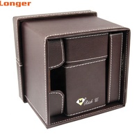 Organiseur de bureau multifonction en cuir LG-B077B avec boîtes de rangement aux dimensions de 14,3x14,3x12,7 CM