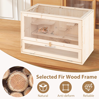 Jaula Moderna para Hámster de Madera de Abeto con Techo de Malla Abatible, Ventana de Acrílico, Ecológica, Duradera, de Alta Calidad y Fácil de Limpiar, Recinto para Animales Pequeños
