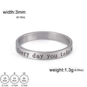 Anillo de pareja con letras simples, regalo de cumpleaños de <span class=keywords><strong>novia</strong></span>, todos los días, anillo de acero inoxidable que me quita el aliento para mujeres y niñas - Product Image 5
