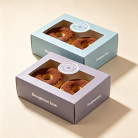 Boîte en carton pour boulangerie avec fenêtre, emballage alimentaire personnalisé pour donuts à emporter