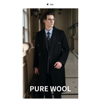 Manteau long d'hiver pour homme en laine 100% de qualité supérieure, style britannique, double boutonnage, anti-rides, épais, OEM