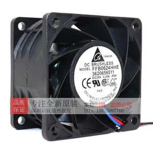 เดลต้า FFB0624HHE 24V 0.20A 3 สาย 60 มม.พัดลมระบายความร้อนแบบแกนพัดลมระบายความร้อนอินเวอร์เตอร์ - Product Image 2