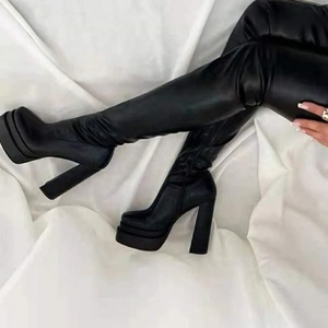 Fashion Winter <b>Boots</b> Women's Comfortable Black Over Knee <b>Boots</b> PU Patent Leather High Heel Zip Platform Shoes Size 43 - Product Image 2