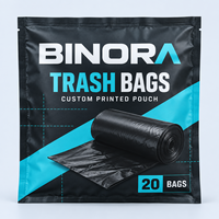 Sac d'emballage imprimé sur mesure pour sacs poubelles avec film plastique thermoscellable et étiquette privée pour l'emballage de produits ménagers