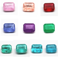 Pierres de fusion octogonales vert émeraude à coupe étagée 6x8-10x14mm avec pierres d'inclusions gemmes en cristal synthétique tourmaline, gemmes de patchwork