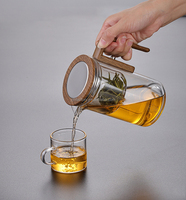 Elegante Volledig Glazen Kung Fu Theeset Hittebestendige Magnetische Zuigwaterscheiding Theepot Gefilterd Theekop Voor Fruitbedrijven