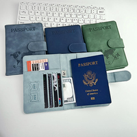 Funda de Pasaporte de Cuero PU con Diseño de Mapa, Personalizada, Económica y de Diseño Simple