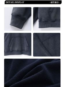 Customized Washed Vintage American Style Loose Fit Heavyweight Street Warm Sweatpants Hoodie Set Hoodie Sweatshirt - Product Image 2