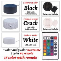 Base d'affichage LED noire, support de lampe de nuit LED tactile RVB colorée, lampe à illusion 3D, lampe décorative de table pour acrylique