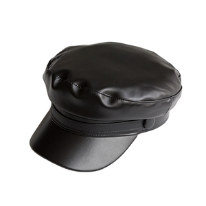 Femmes PU cuir haut plat béret pêcheur grec <span class=keywords><strong>marin</strong></span> violon chapeau casquette gavroche paperboy peintre casquette béret chapeau - Product Image 4