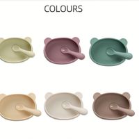 Ensemble de 3 bols pour bébé en silicone de qualité alimentaire, sans BPA, compatibles lave-vaisselle et micro-ondes, avec cuillères, 6 couleurs