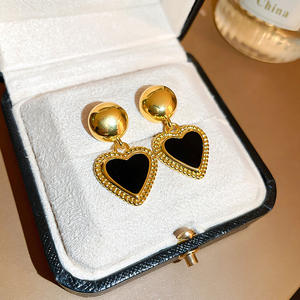 E2393 Orecchini pendenti a forma di cuore in oro per donna, con montatura classica in lega di zinco, gioielli alla moda, idea regalo - Product Image 4