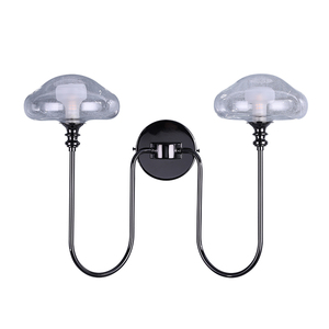 Inno Casa PW24005-2 Industrial Factory Decorative Clear Glass Shade Metal Pearl Wall Lamp 110-240V 2*G9 Lampholder Living Room - Product Image 2