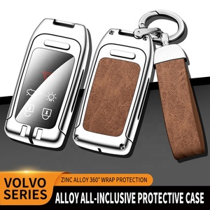 Protection contre les boutons résistant aux rayures cuir souple en alliage de zinc TPU <span class=keywords><strong>clé</strong></span> de voiture protéger étui complet pour <span class=keywords><strong>porte</strong></span>-clés <span class=keywords><strong>clé</strong></span> intelligente <span class=keywords><strong>VOLVO</strong></span> S60L S80L - Product Image 3
