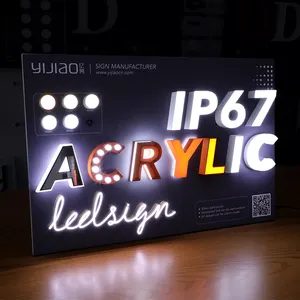 Nova chegada levou sinal carta 3d iluminado IP67 acrílico signage para exibição exterior