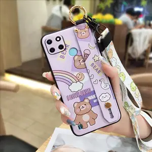 Jmax Cute Pet Pattern Wristband With Lanyard Strap Mobile Phone Case Cover For OPPO Realme 7 8 Pro 4G/C11 12 15 20 21 I Y 2021