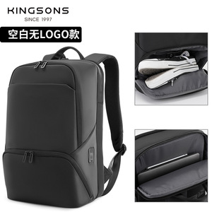 Laptop <b>Backpack</b> Men Business Travel Multi Functional <b>With</b> Shoe <b>Compartment</b> Black Solid Color Shoulder Straps Interior Zipper - Product Image 3
