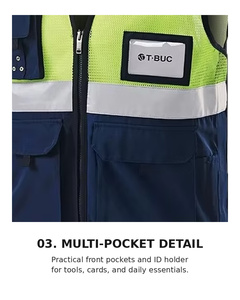 Chaleco de seguridad de malla de alta visibilidad con cinta reflectante certificado EN ISO 20471 |   T-BUC TBS-5011 OEM/ODM Marca Coreana - Product Image 6