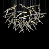 Lustre LED luxe moderne personnalisé professionnel escalier hôtel/KTV lampe longue suspension en verre hauteur réglable pour E12