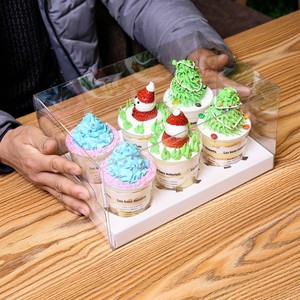 Cấp thực phẩm dày nhựa rõ ràng vuông cupcake hộp cho 2/4/6/12 khoang cupcakes với màu đen trắng bên trong hộp hỗ trợ - Product Image 4