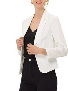 Dames Open Frontoffice Werk Zakelijke Casual Lichtgewicht Zomer Crop Pak <span class=keywords><strong>Blazer</strong></span> - Product Image 6