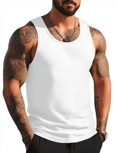 Débardeur côtelé personnalisable pour homme, coupe ajustée, pour entraînement de performance, respirant, vêtements de sport, vente en gros, usine OEM - Product Image 1