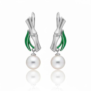 [Expo de Joyería Internacional de Hong Kong] Pendientes Colgantes de Estilo Oriental Vintage, Hechos a Mano, Inspirados en Bambú, con Hojas Esmaltadas - Product Image 1