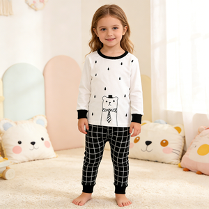 Ensemble de pyjamas pour enfants, filles et garçons, printemps automne, coton respirant, manches longues, vêtements de nuit unisexes pour tout-petits, ensemble de vêtements pour enfants, vente en gros - Product Image 1
