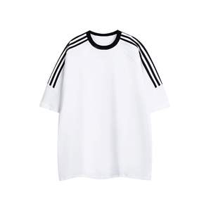 T-Shirt da Uomo in Cotone Vestibilità Ampia con <span class=keywords><strong>Spalle</strong></span> Cadenti, <span class=keywords><strong>Tre</strong></span> Strisce, Tinta Unita, Maglietta Neutra a Basso Prezzo per Ordini all'Ingrosso in Africa, America Latina e Asia - Product Image 2