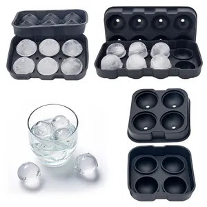 2024 Reusable Round 4/6/8 Holes 3D Whiskey Ball Mold Easy Release BPA Free Ice Cream Makers