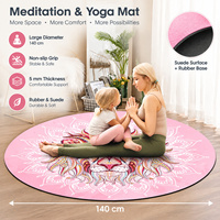 Tapis de méditation et de yoga AeroMara grand format rond en daim et caoutchouc 140 cm, antidérapant, résistant à l'eau, pour la méditation zen et les postures équilibrées