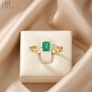 Nuevo Anillo de Oro Amarillo Sólido de 18K con Esmeralda Natural Real, Diseño Elegante de Joyería Fina con Gemas de Lujo para Mujer - Product Image 5