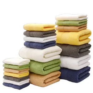 Manufacturers direct sales plain color anti-microbial thickened cotton towel bath towel three-piece set