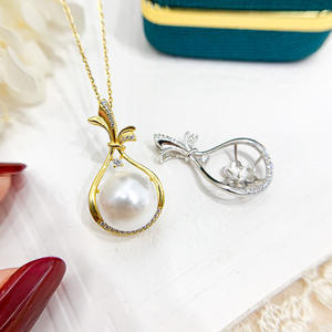 Colgante de Plata S925, Soporte Vacío para DIY, Collar con Cuentas Redondas de 11-13 mm, 30880, Accesorios para Diamantes, Corrector - Product Image 2