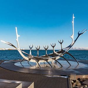 Sculpture de <span class=keywords><strong>voyage</strong></span> en métal, pour décoration de bord de mer, bateau abstrait, en acier inoxydable - Product Image 4