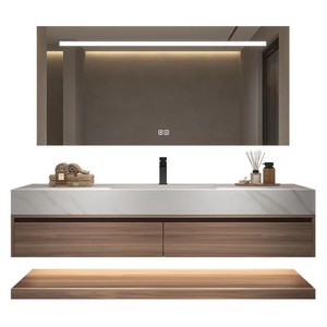 Mueble de Baño Moderno y Ecológico con Lavabo de Piedra, Diseño Plegable de 3 Niveles, Instalación en Pared, 50x30cm - Product Image 5