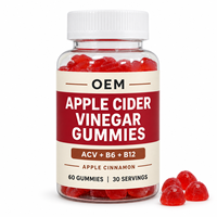 Gummies au vinaigre de cidre de pomme avec la mère, complément ACV sans sucre pour la digestion, le métabolisme et le soutien immunitaire, pour adultes, 60 unités