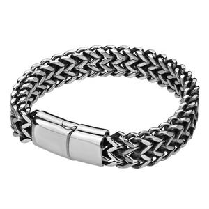 High Quality 316L Stainless Steel Link Chain <b>Bracelet</b> Double Layered Steel <b>Magnetic</b> Clasp <b>Bracelets</b> Men Jewelry - Product Image 2