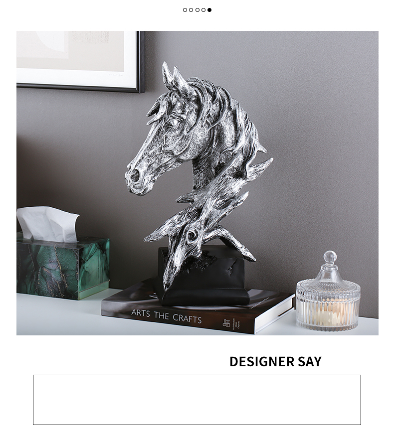 Hot selling retro home living room decoration art crafts horse head sculpture