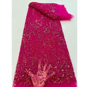 Tela de tul con cuentas blancas francesas, <span class=keywords><strong>vestidos</strong></span> tradicionales nigerianos, <span class=keywords><strong>vestidos</strong></span> de novia de tela de encaje africano Aso Ebi - Product Image 6