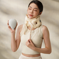 Oreiller gonflable automatique portable en tissu floqué pour le cou, idéal pour les voyages en avion - pour la maison et l'extérieur