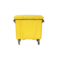Conteneur à déchets en plastique HDPE 800L robuste à 4 roues pour appels d'offres gouvernementaux, bac de voirie municipal avec couvercles, écologique