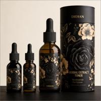 Flacons compte-gouttes noirs mats en verre pour cosmétiques, sérums et huiles capillaires, 15ml, 30ml, 50ml, 100ml (2oz), avec boîte