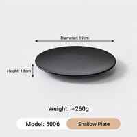 Assiette peu profonde en mélamine noire écologique de 19 cm, incassable, de qualité alimentaire, sans BPA, compatible lave-vaisselle, durable pour restaurants et hôtels