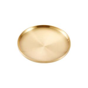 304 Stainless Steel Round Plate Gold Silver Steak Plate Western Style Thickened Anti Scalding Dishware - Product Image 4