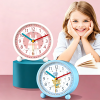 Horloge de bureau analogique pour enfants, en métal, électronique, circulaire, contemporaine, avec affichage des aiguilles, silencieuse, à quartz, calendrier, rétroéclairage