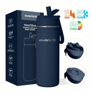 Bouteille d'eau isotherme en acier inoxydable 304 à double paroi, sans BPA, avec logo personnalisé, pour la gym, avec couvercle à paille anti-poussière et poignée - Product Image 2