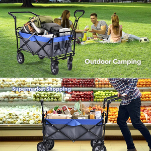 Heavy Duty Foldable Wagon Cart Portable Utility Cart All-Terrain Wheels 100L 220 Lbs Shopping & <b>Storage</b> 3-Year Warranty - Product Image 2